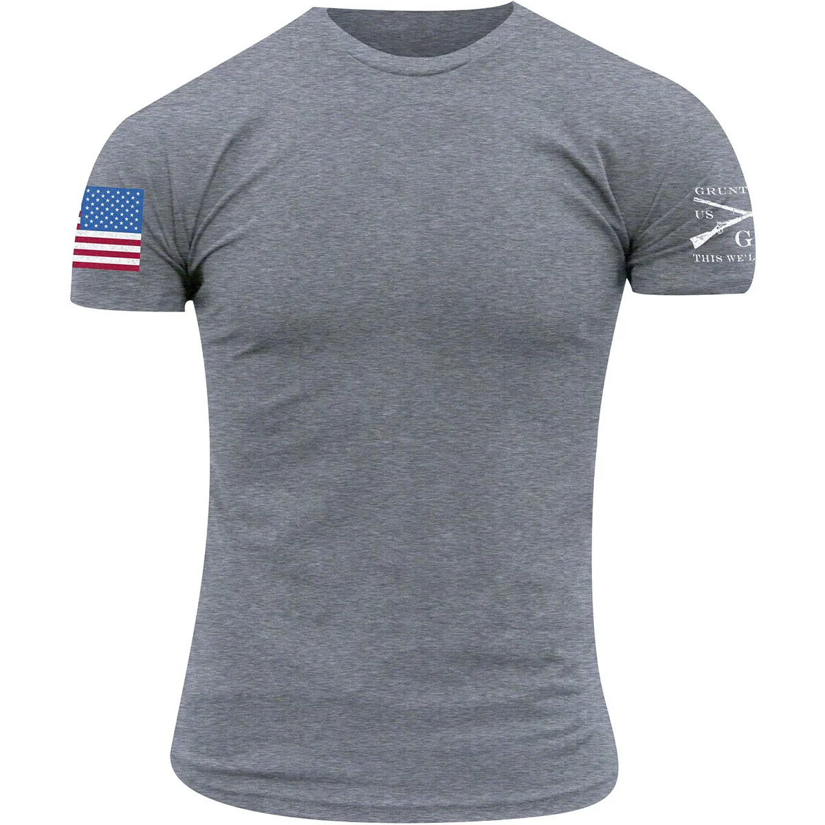 Grunt Style Full Color Flag Basic T-Shirt - Dark Heather Gray