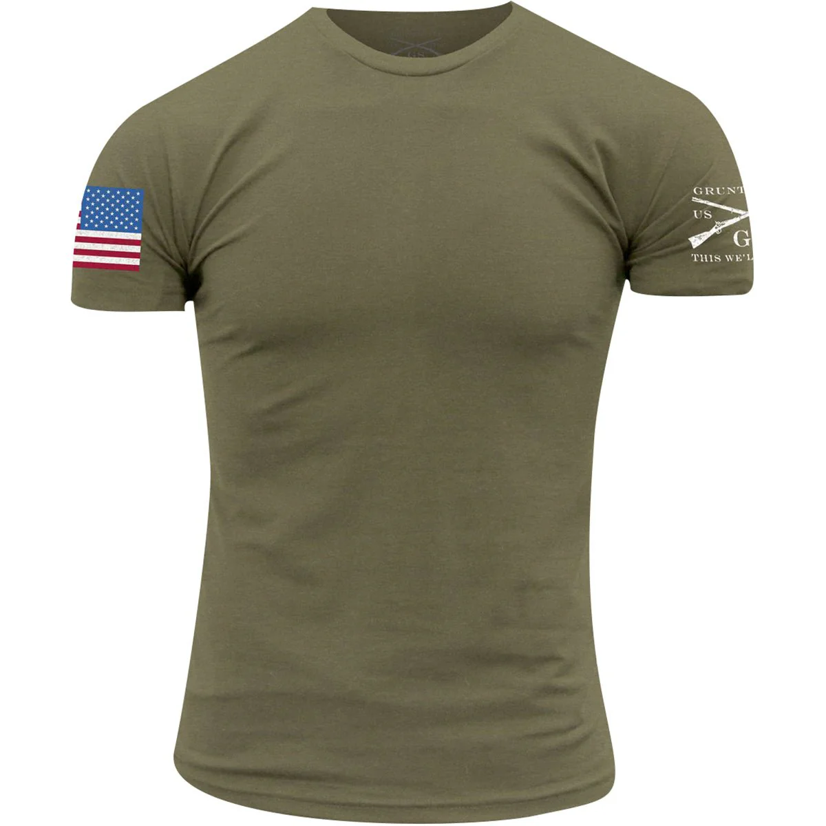 Grunt Style Full Color Flag Basic T-Shirt - Military Green
