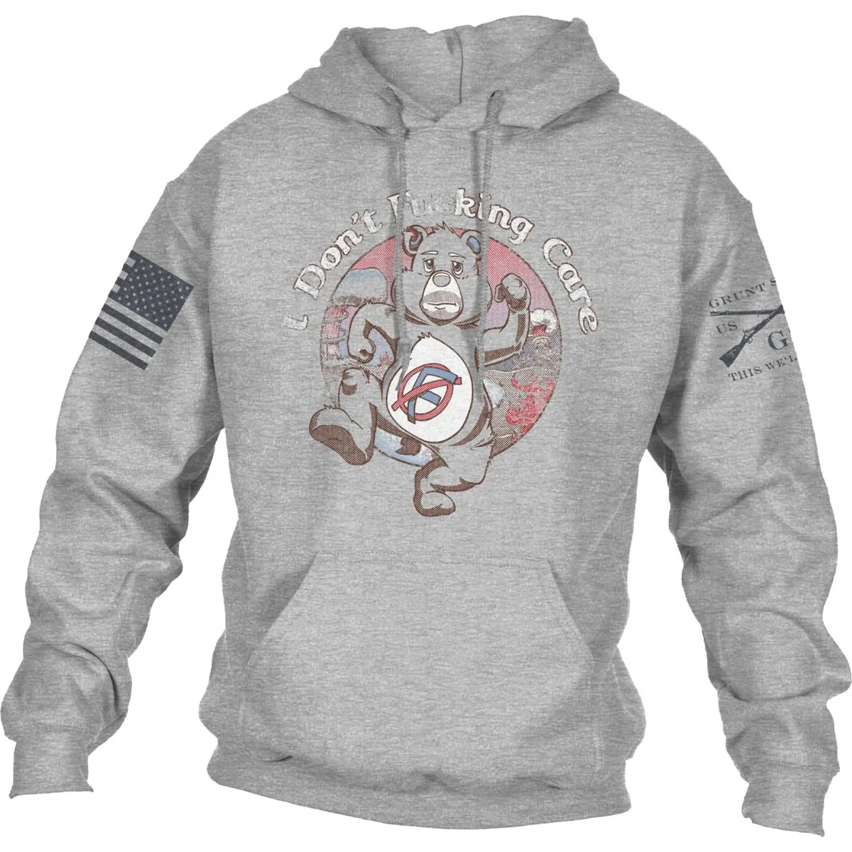 Grunt Style I Don't Fcking Care Pullover Hoodie - Gray