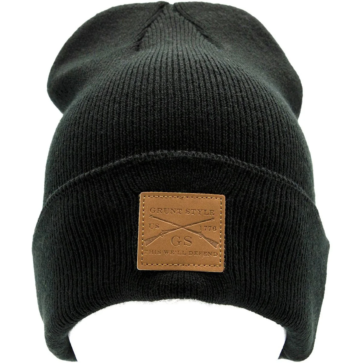 Grunt Style Leather Patch Cuffed Beanie