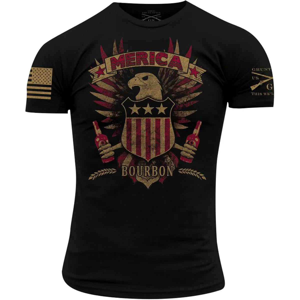 Grunt Style Merica Bourbon Eagle T-Shirt - Black