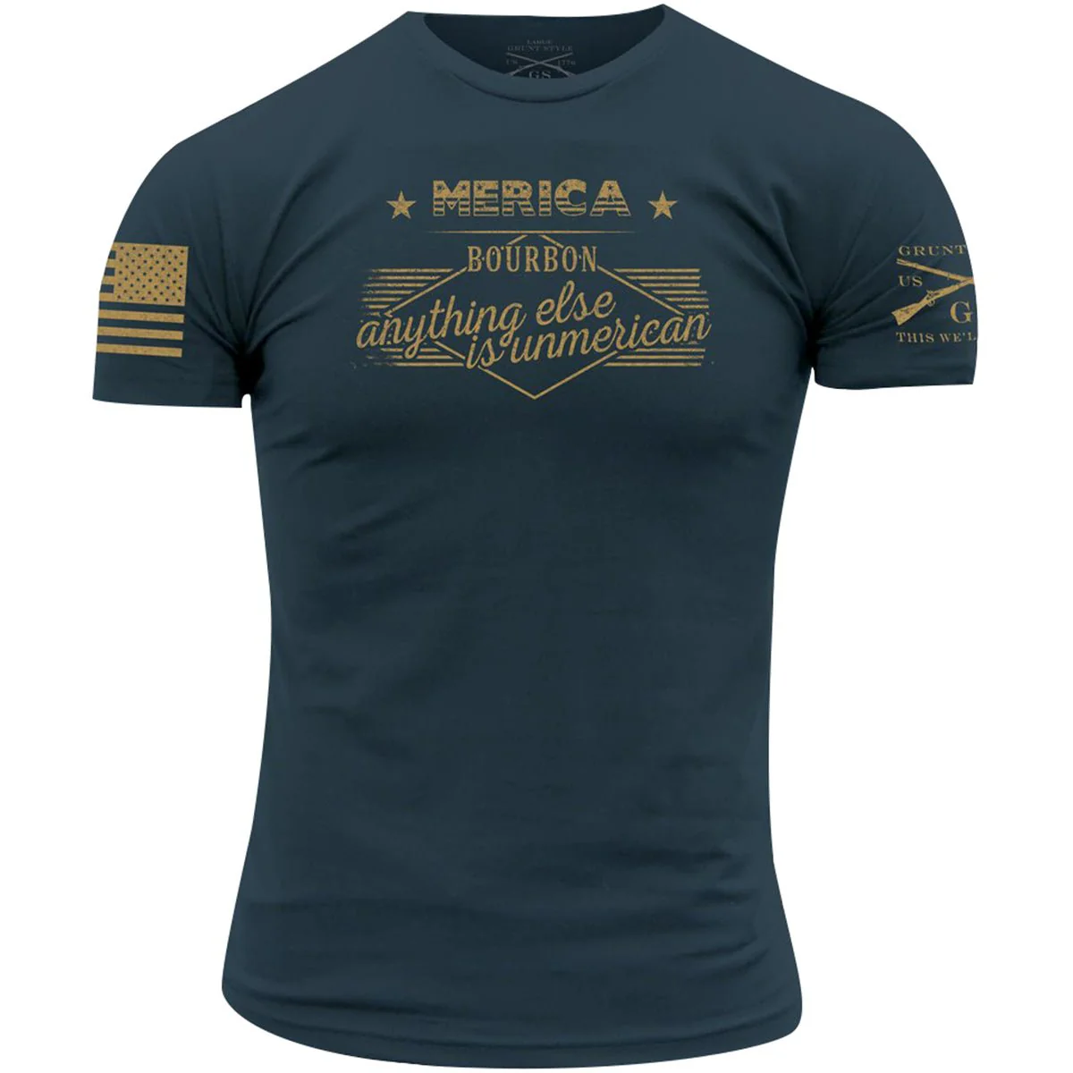 Grunt Style Merica Bourbon Unmerican T-Shirt - Blue