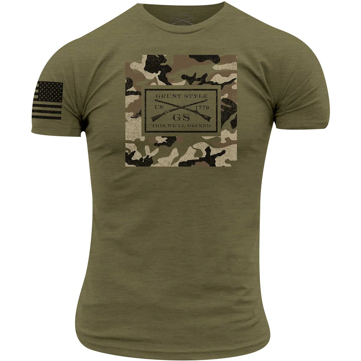 Grunt Style Multicam Logo T-Shirt - Military Green