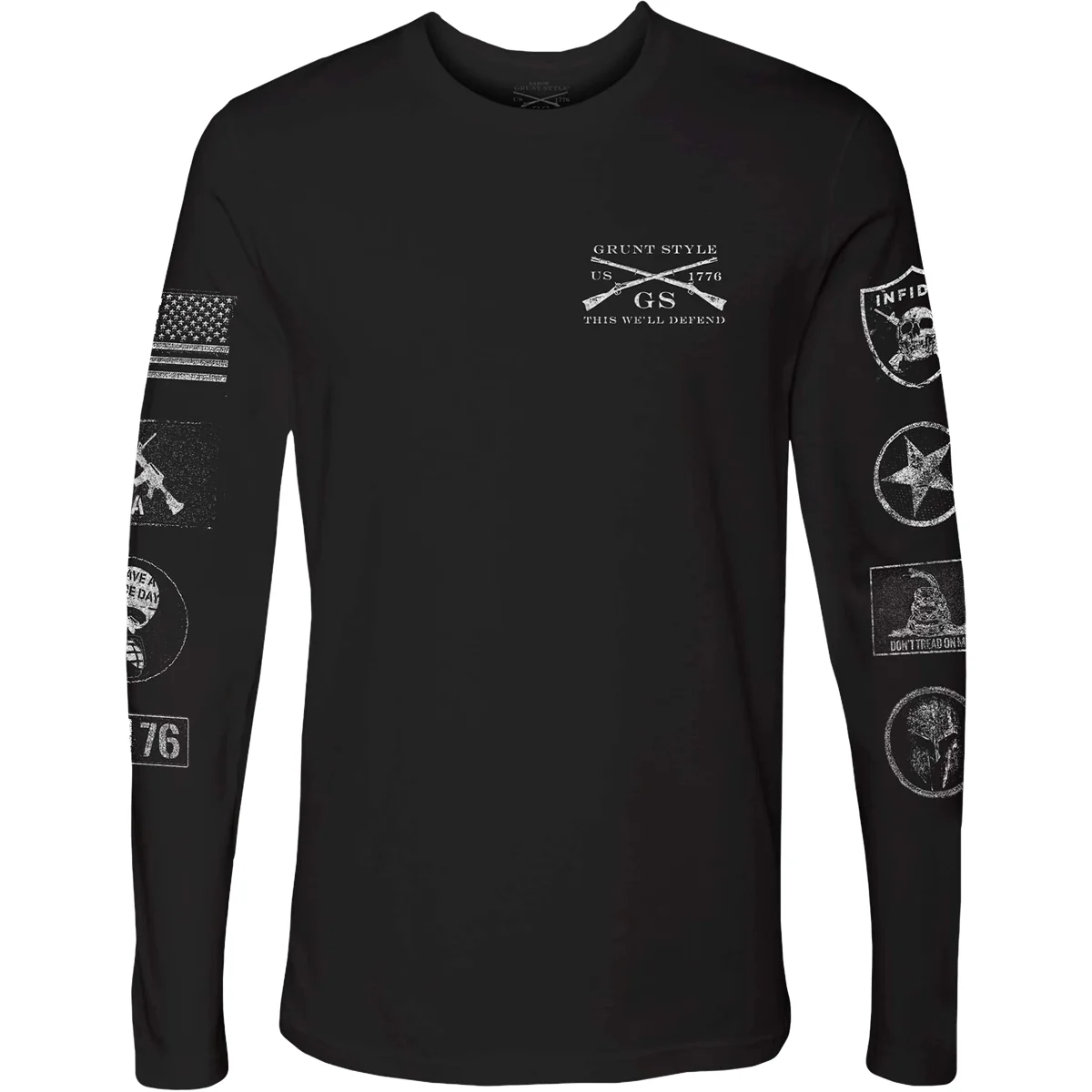 Grunt Style Patch Long Sleeve T-Shirt - Black - Image 2