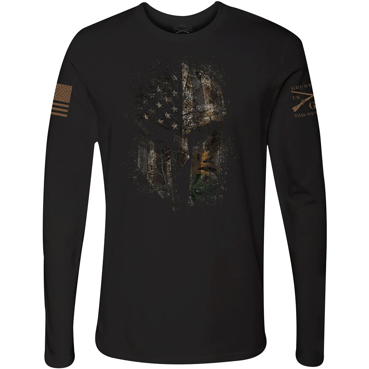 Grunt Style Realtree Edge - American Spartan Long Sleeve T-Shirt - Black