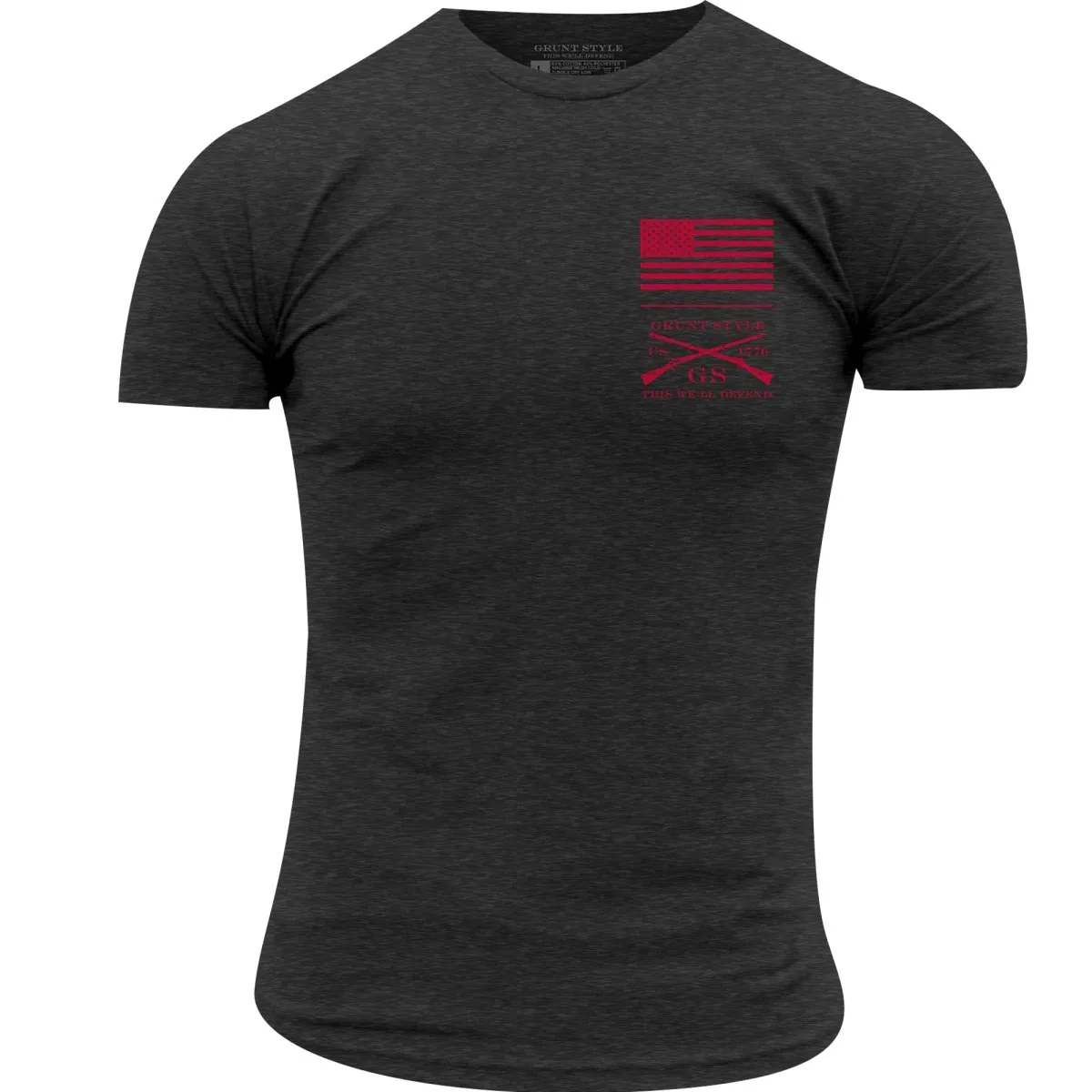 Grunt Style Red Blood Blue Collar T-Shirt - Charcoal - Image 2