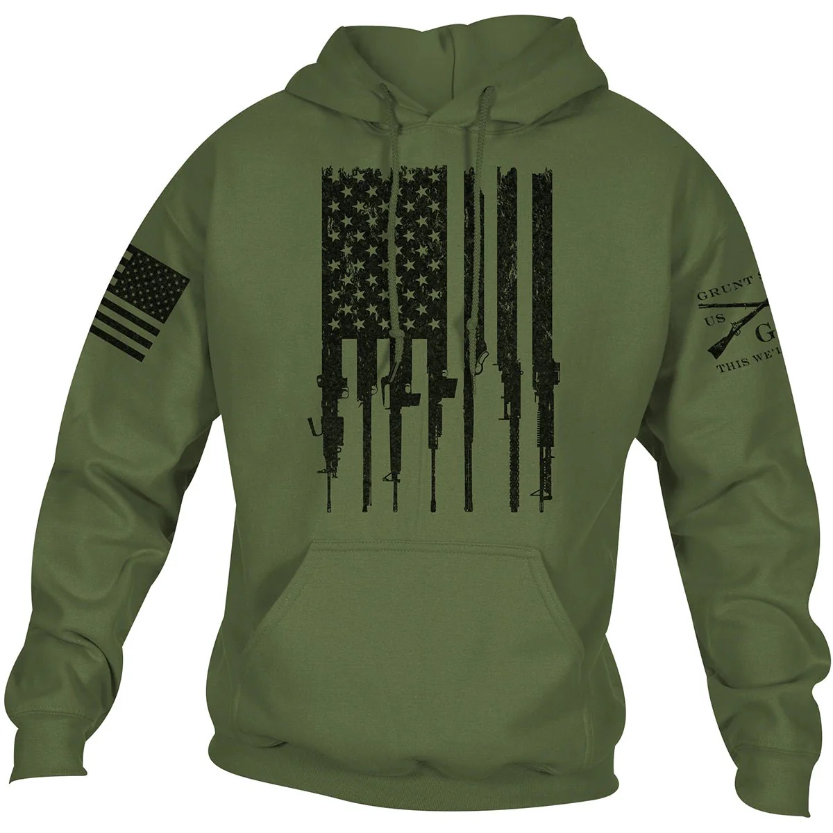 Grunt Style Rifle Flag 2.0 Pullover Hoodie - Military Green