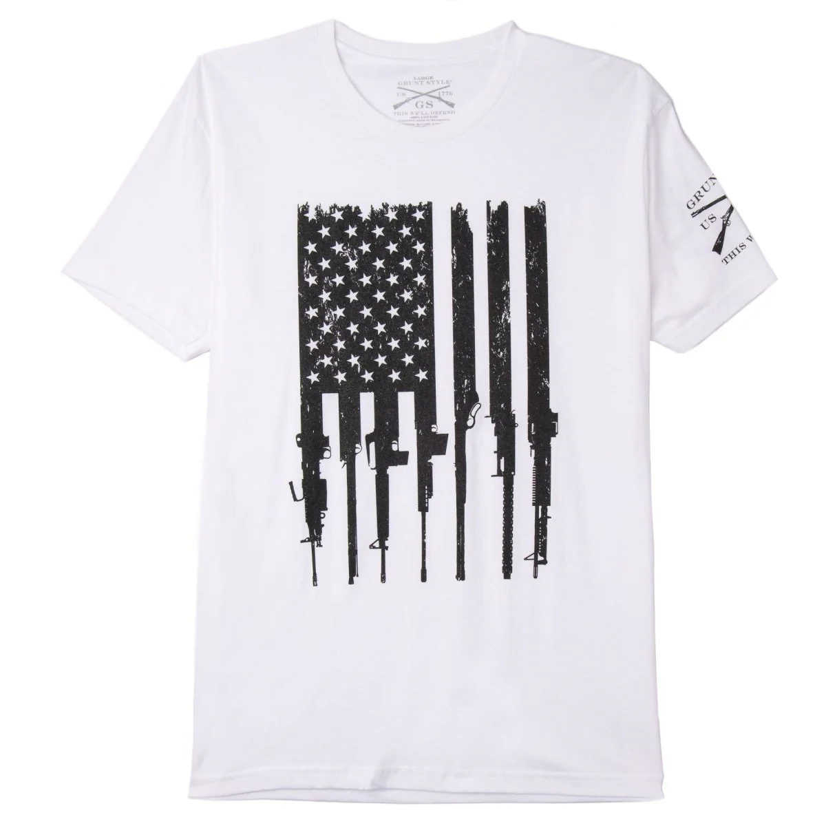Grunt Style Rifle Flag Crewneck T-Shirt - White