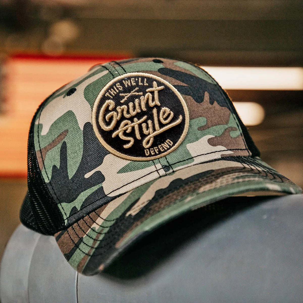 Grunt Style Script Logo Camo Hat - Image 2