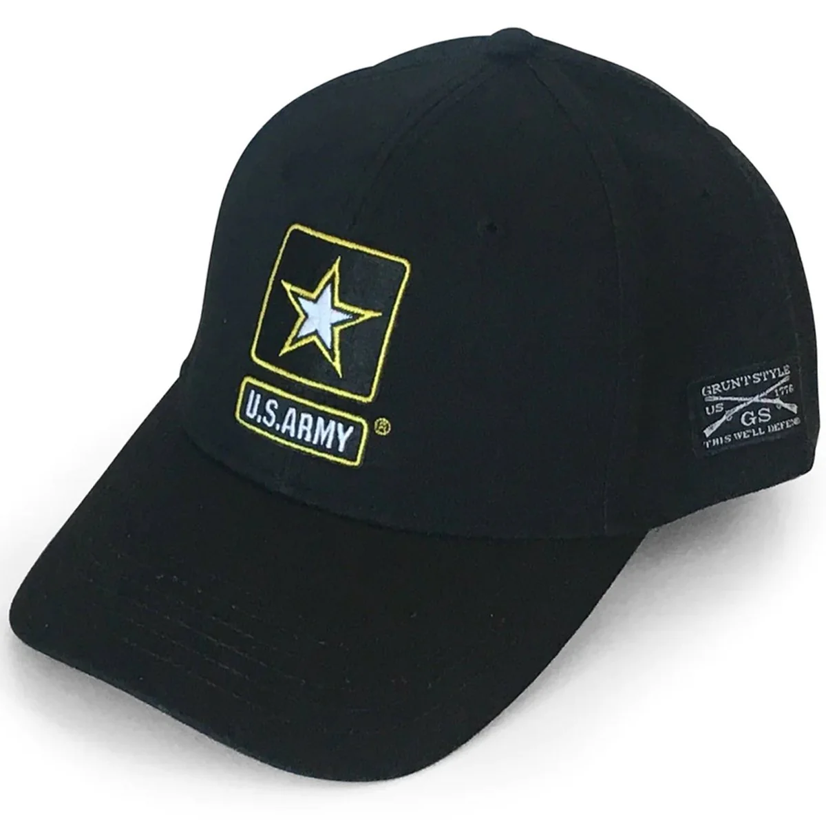 Grunt Style US Army Embroidered Logo Hat - Black