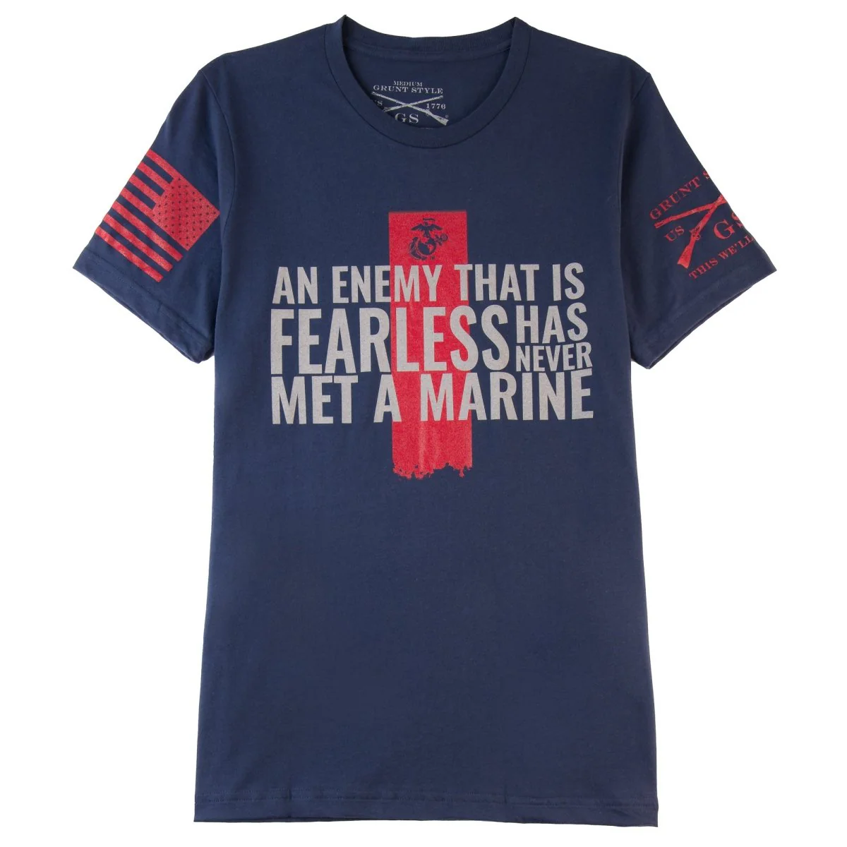 Grunt Style USMC - Never Met A Marine T-Shirt - Navy