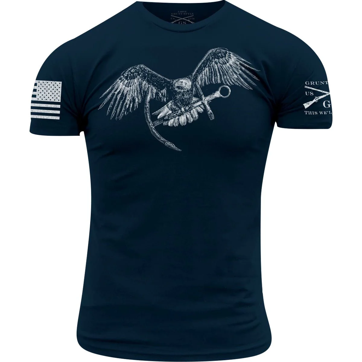 Grunt Style USN - Flying Eagle and Anchor T-Shirt - Navy - Image 2