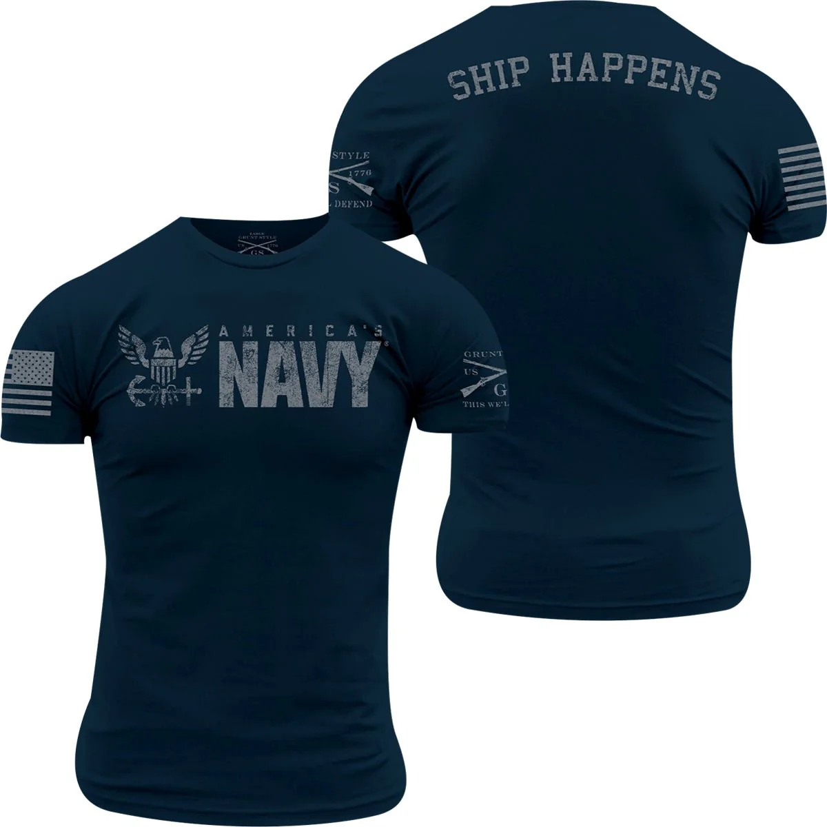 Grunt Style USN - Ship Happens T-Shirt - Navy