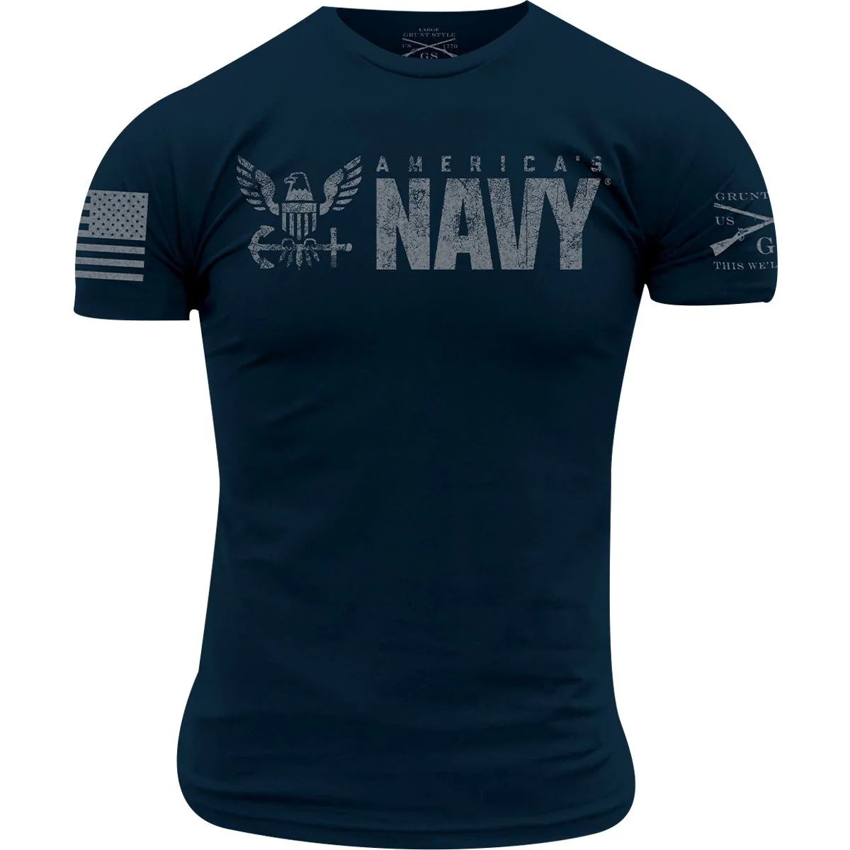 Grunt Style USN - Ship Happens T-Shirt - Navy - Image 2