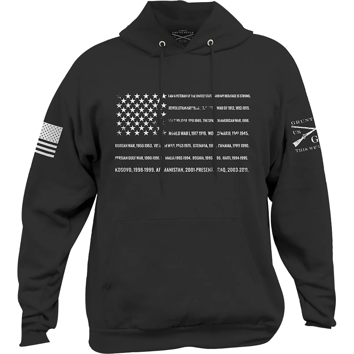 Grunt Style Veteran Pullover Hoodie - Small - Black