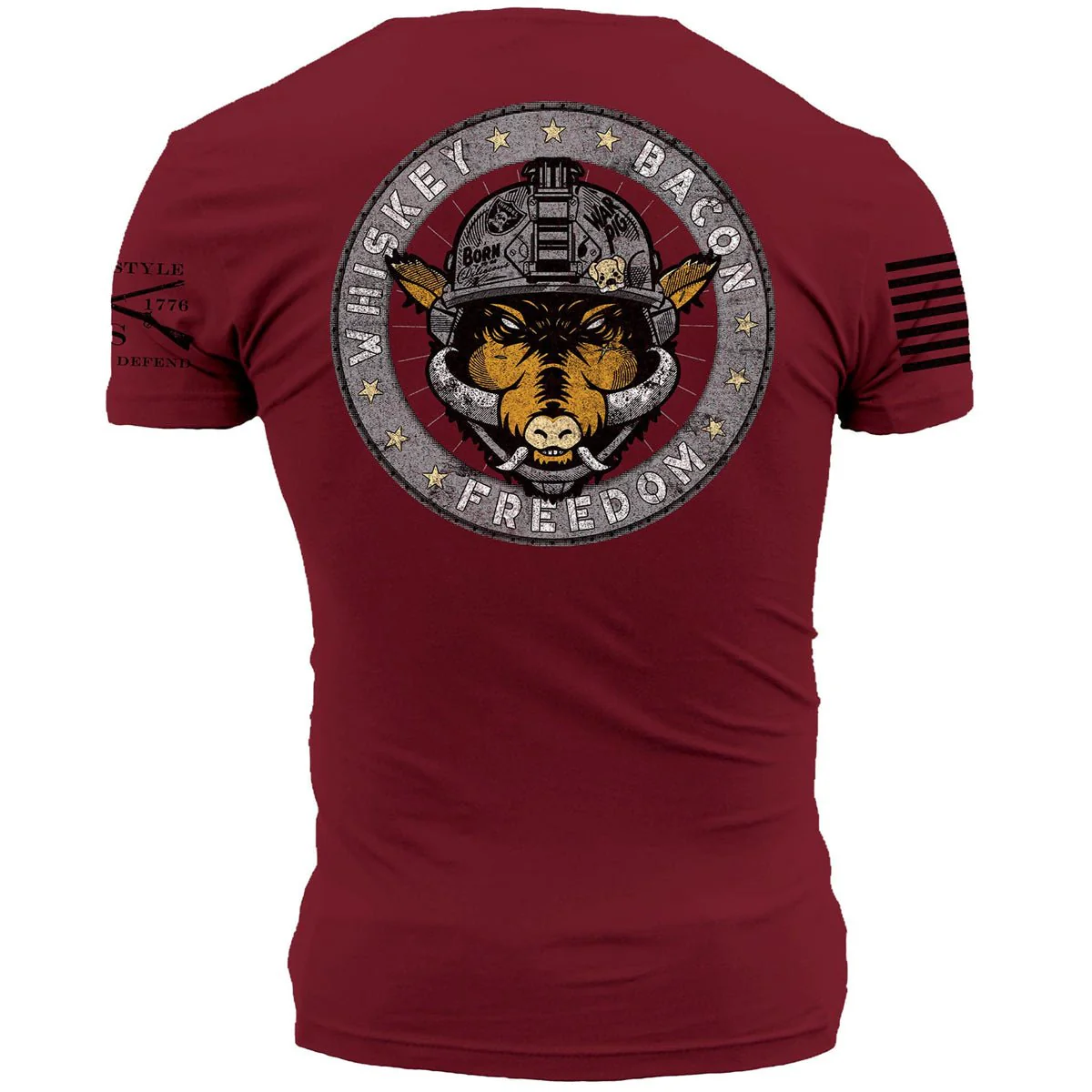 Grunt Style Whiskey Bacon Freedom T-Shirt - Cardinal - Image 2