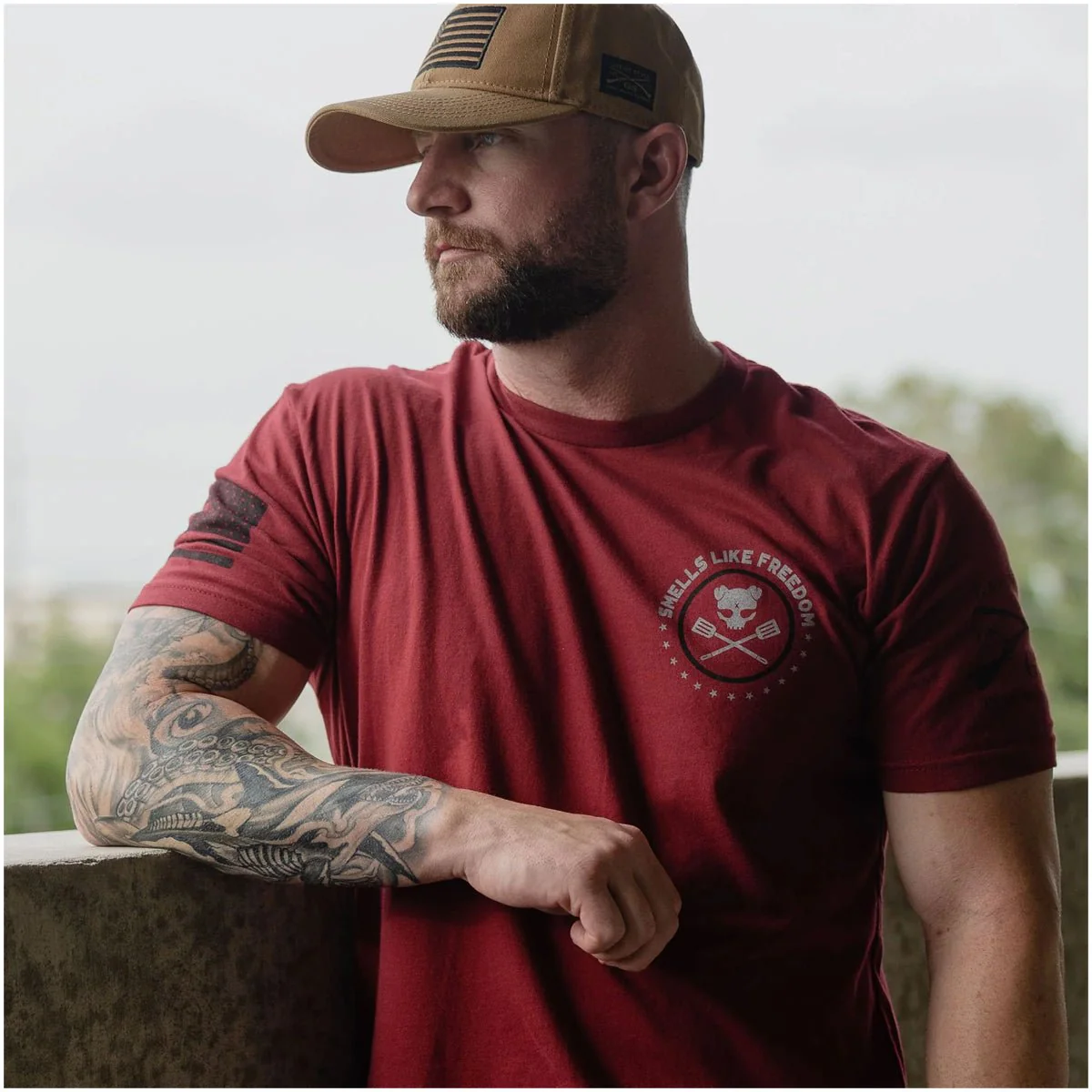 Grunt Style Whiskey Bacon Freedom T-Shirt - Cardinal - Image 7