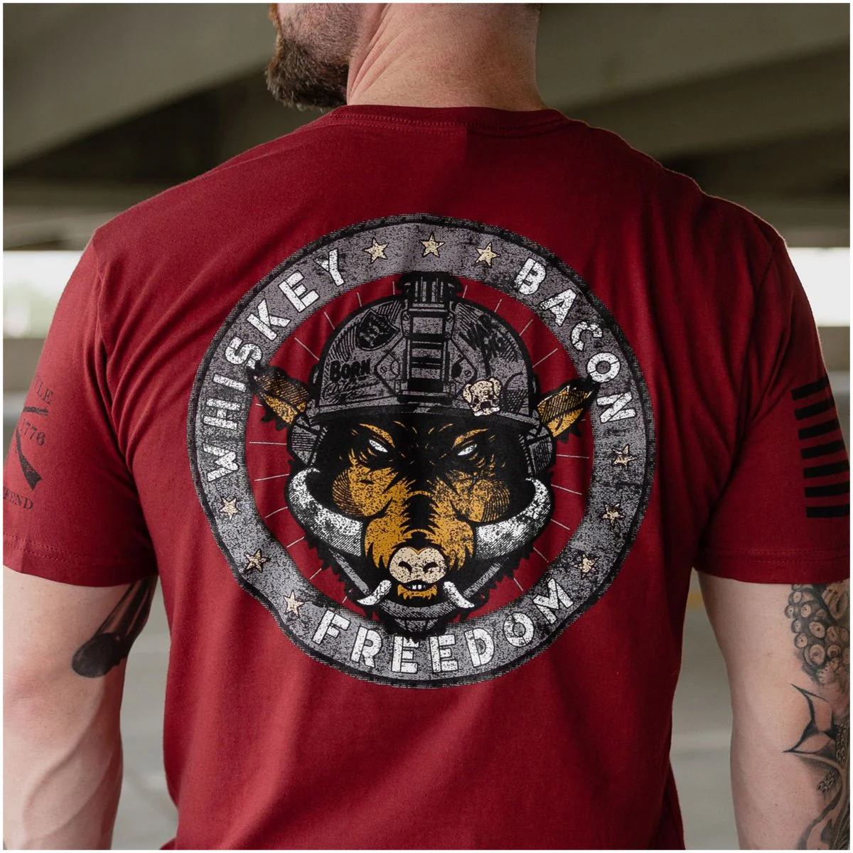 Grunt Style Whiskey Bacon Freedom T-Shirt - Cardinal - Image 8