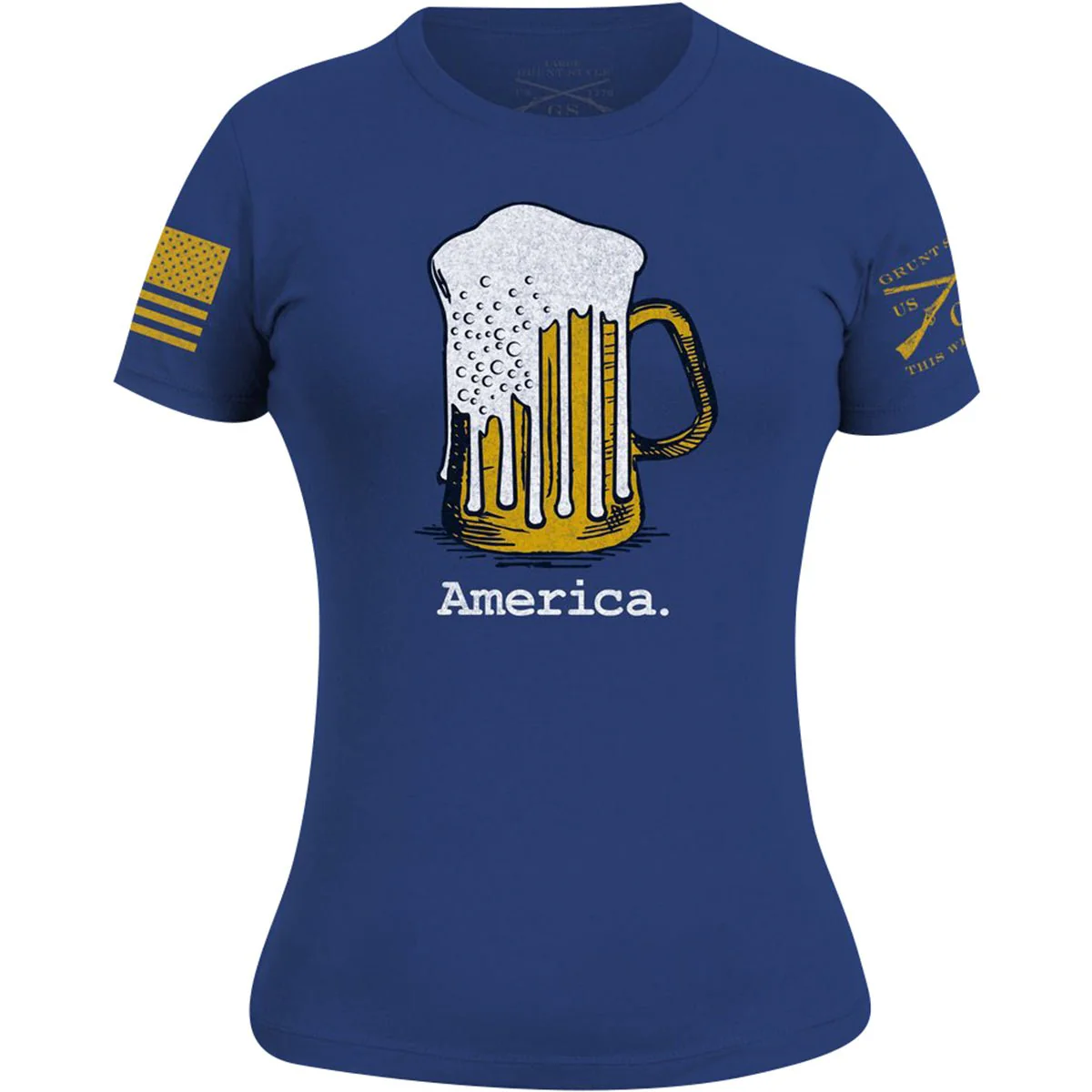 Grunt Style Women's Beer Flag Throwback T-Shirt - 2XL - Blue