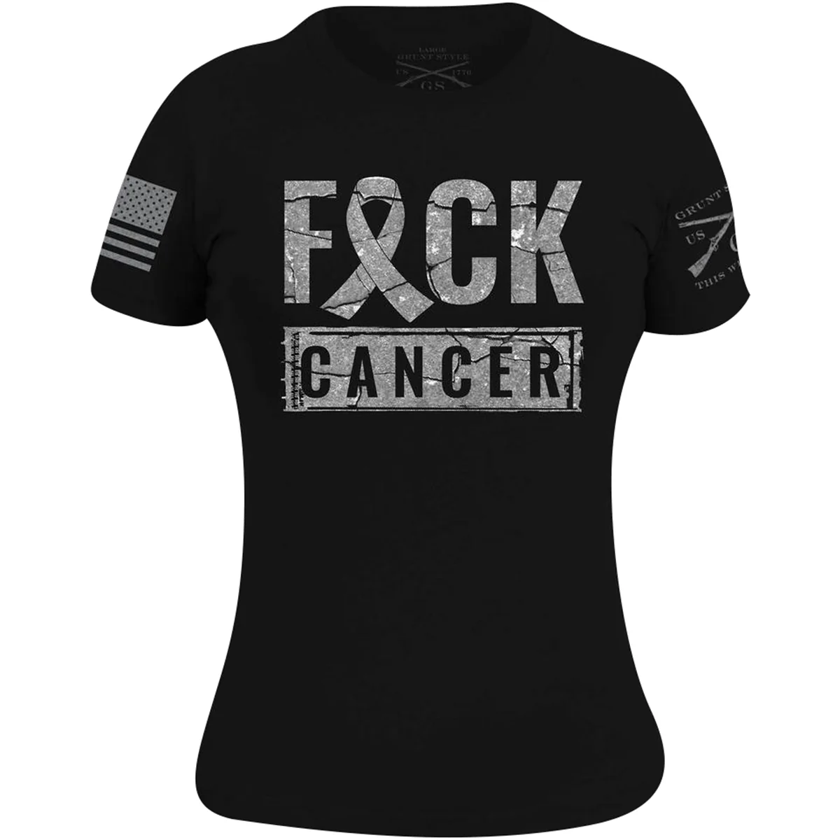 Grunt Style Women's F*ck Cancer Throwback T-Shirt - Black