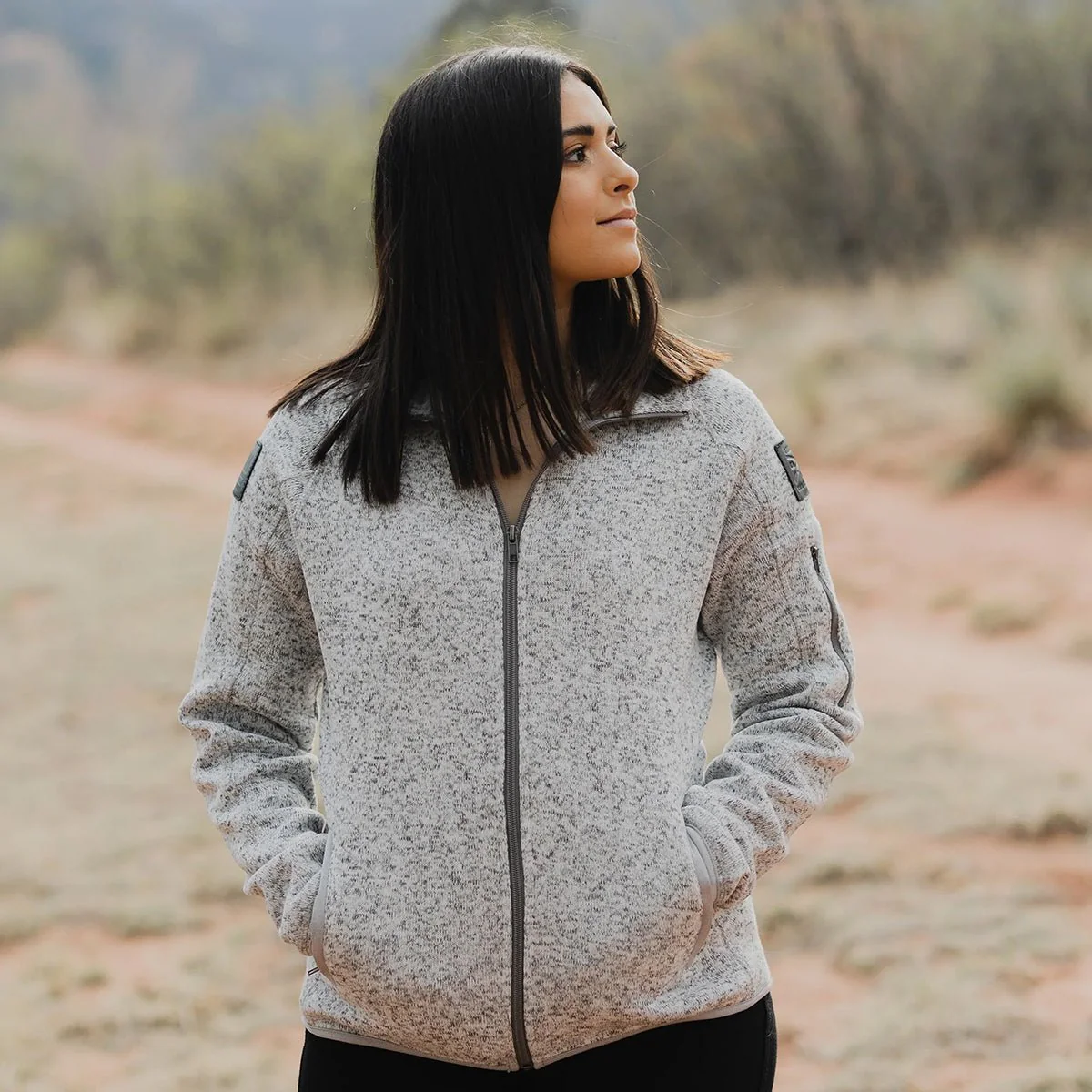 Grunt Style Women's Full Zip Sweater Jacket - Heather Gray - Image 2