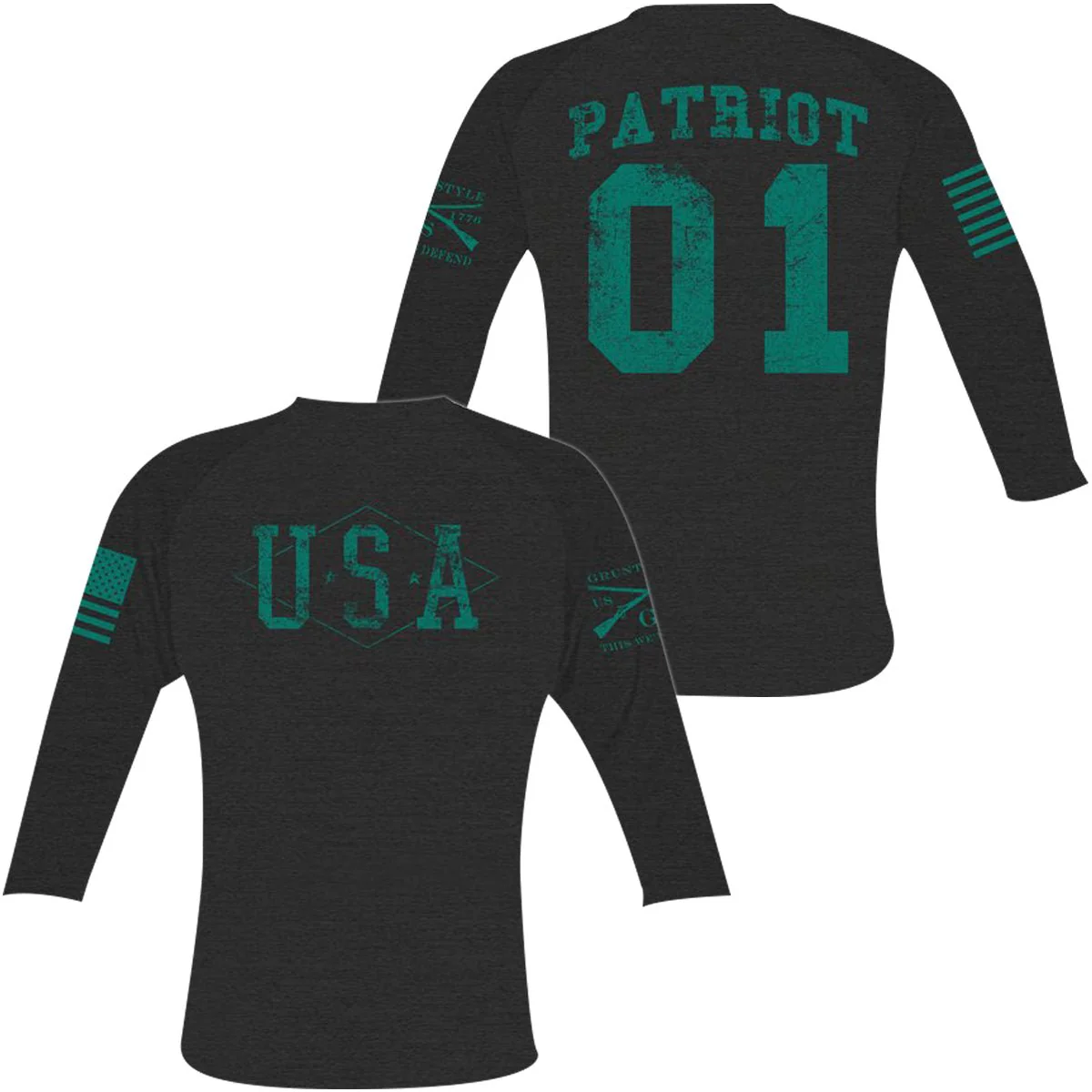 Grunt Style Women's Hero Raglan Long Sleeve T-Shirt - Black/Green