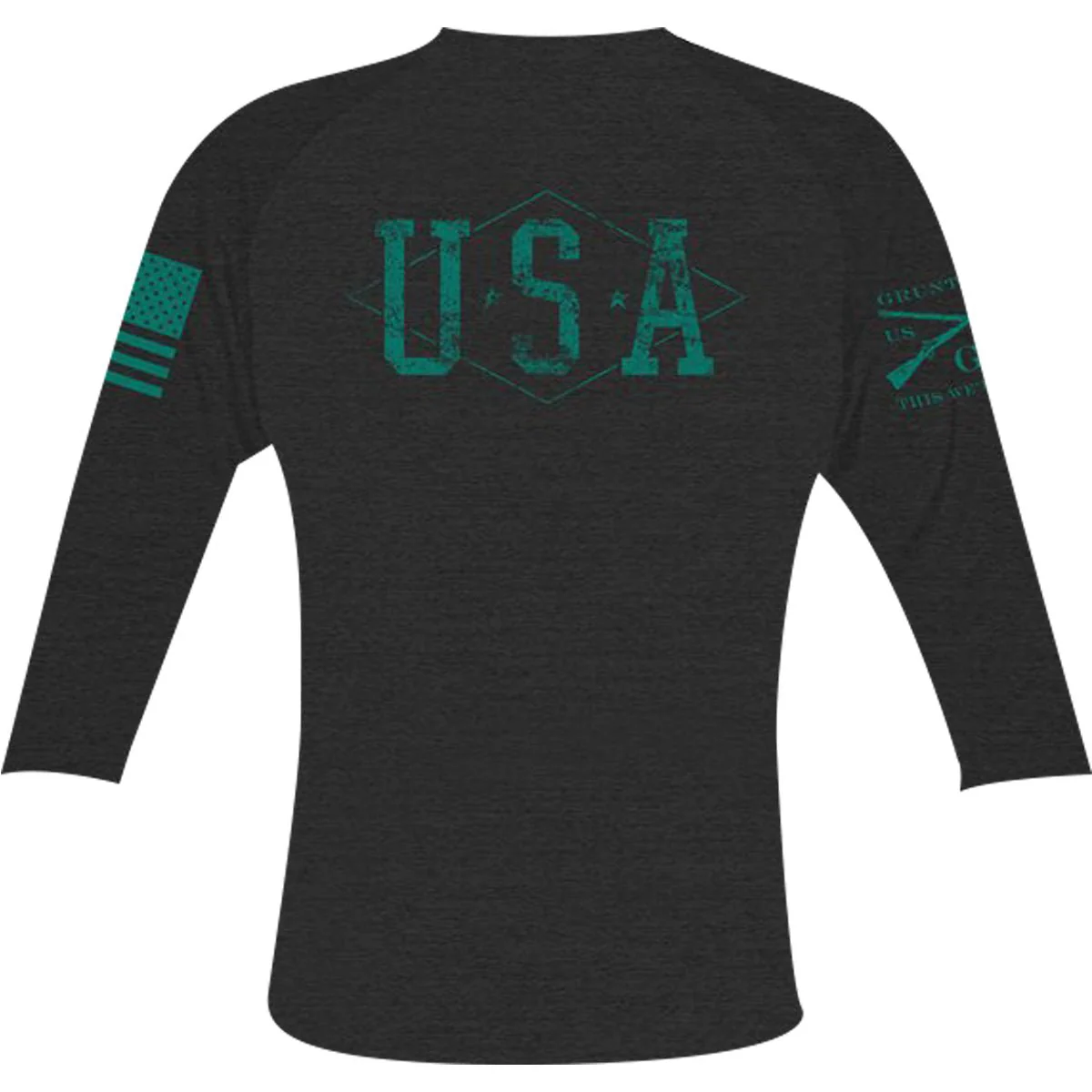 Grunt Style Women's Hero Raglan Long Sleeve T-Shirt - Black/Green - Image 2