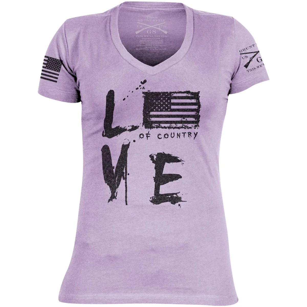 Grunt Style Women's Love of Country Revisited V-Neck T-Shirt - Purple
