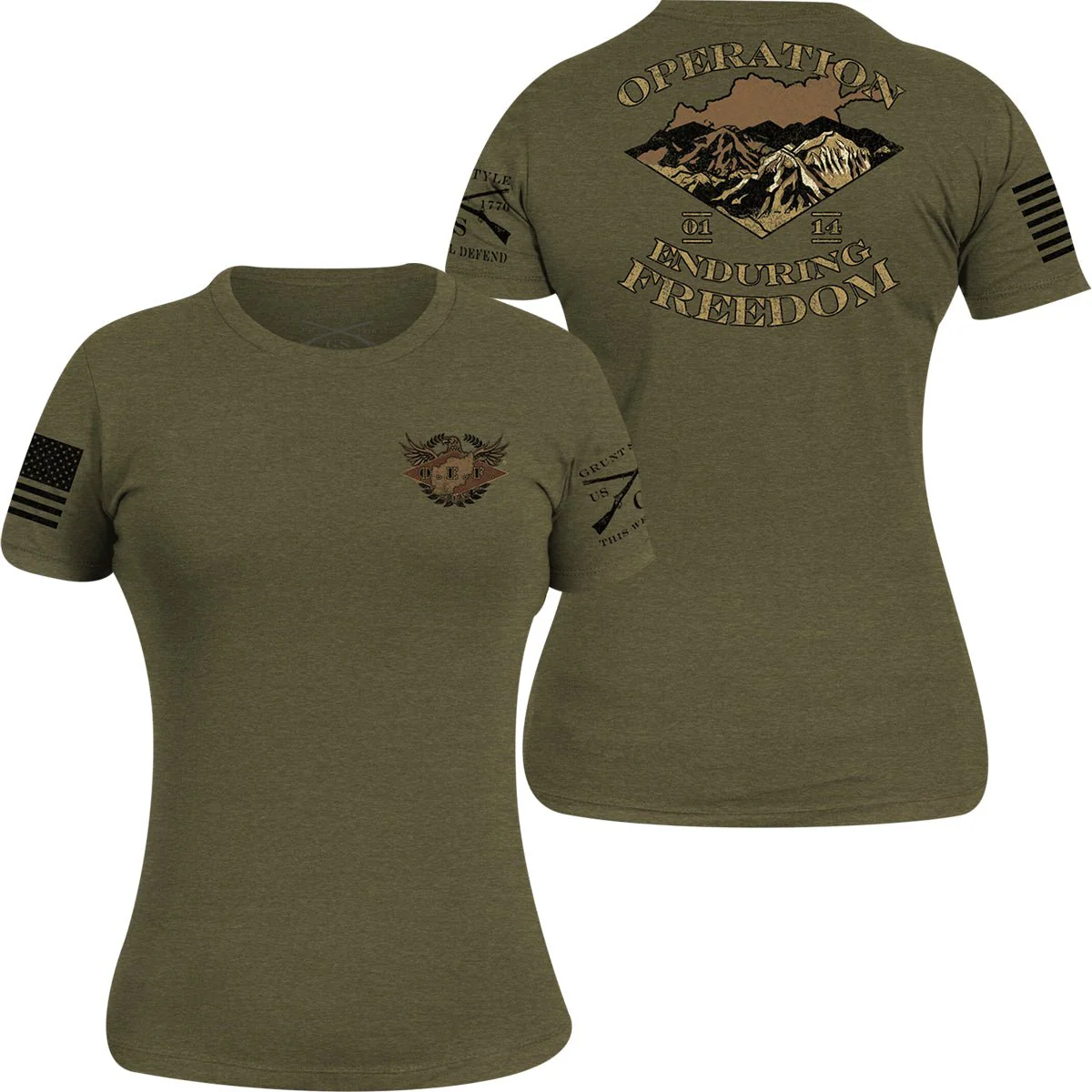 Grunt Style Women's O.E.F. Veteran T-Shirt - Military Green
