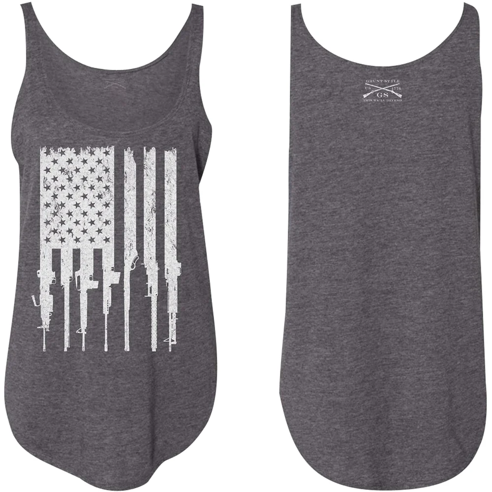 Grunt Style Women's Rifle Flag Flowy Tank Top