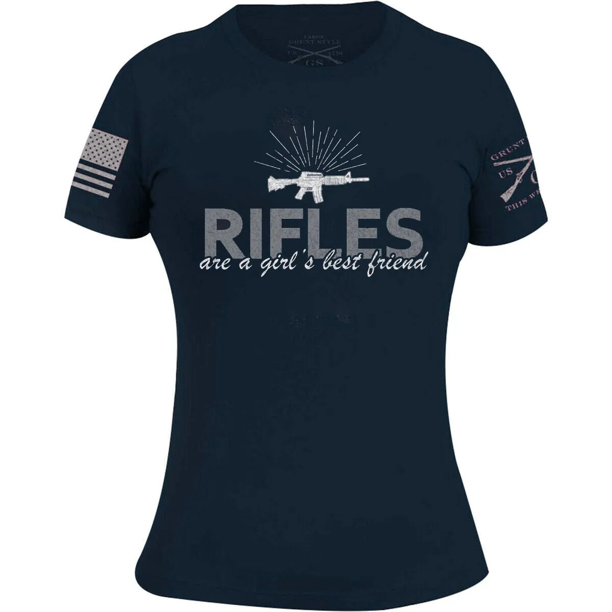 Grunt Style Women's Rifles Are A Girl's Best Friend T-Shirt - Navy