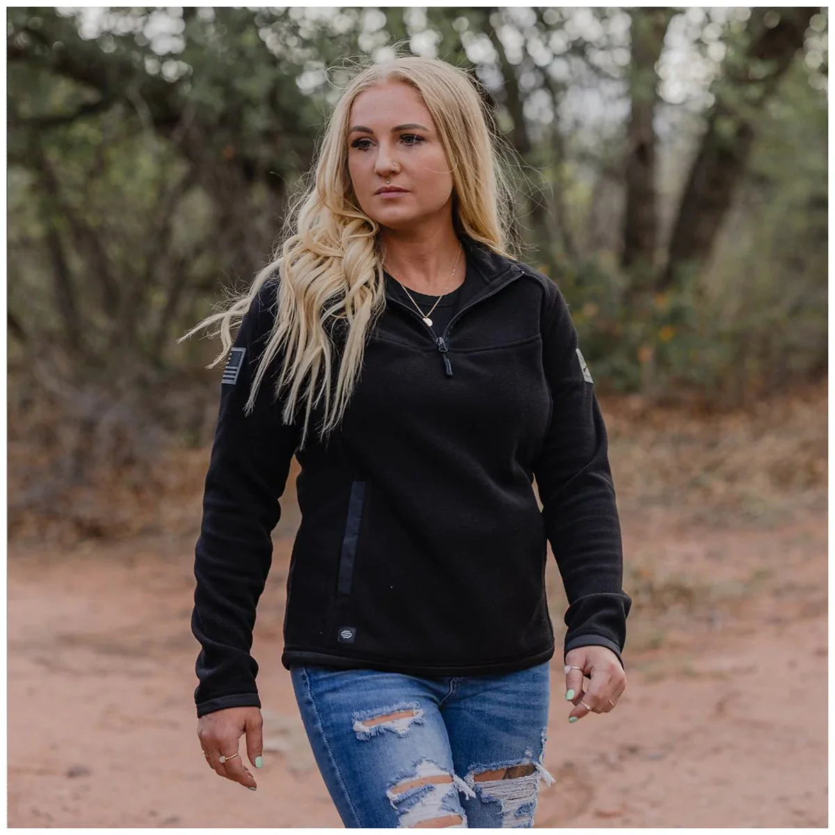 Grunt Style Women's Tech Quarter Zip Fleece Jacket - Black - Image 4