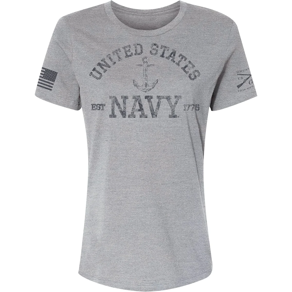 Grunt Style Women's USN - Est. 1775 Relaxed Fit T-Shirt - Athletic Heather - Image 2