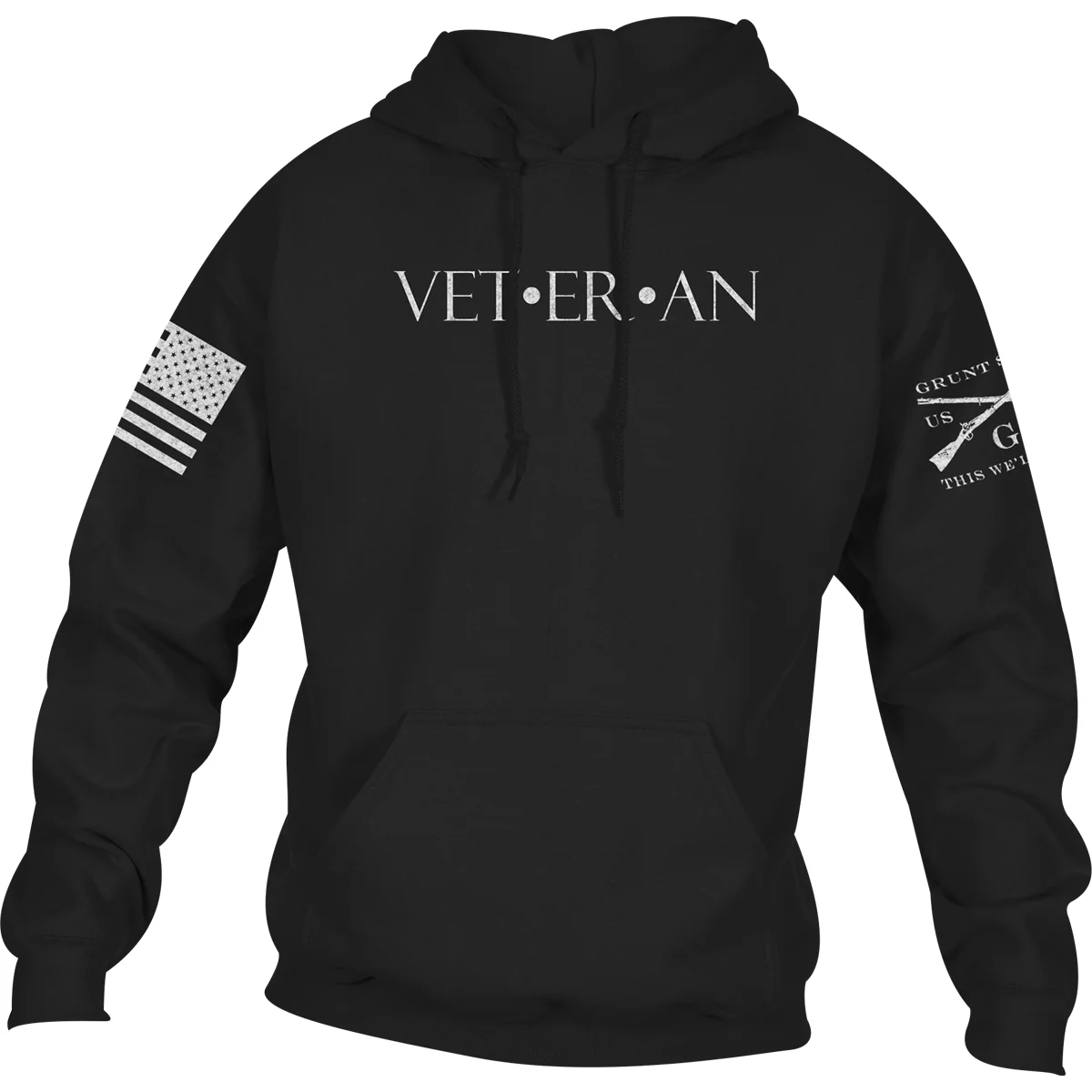 Grunt Style Women's Woman Veteran Pullover Hoodie - Black - Image 2