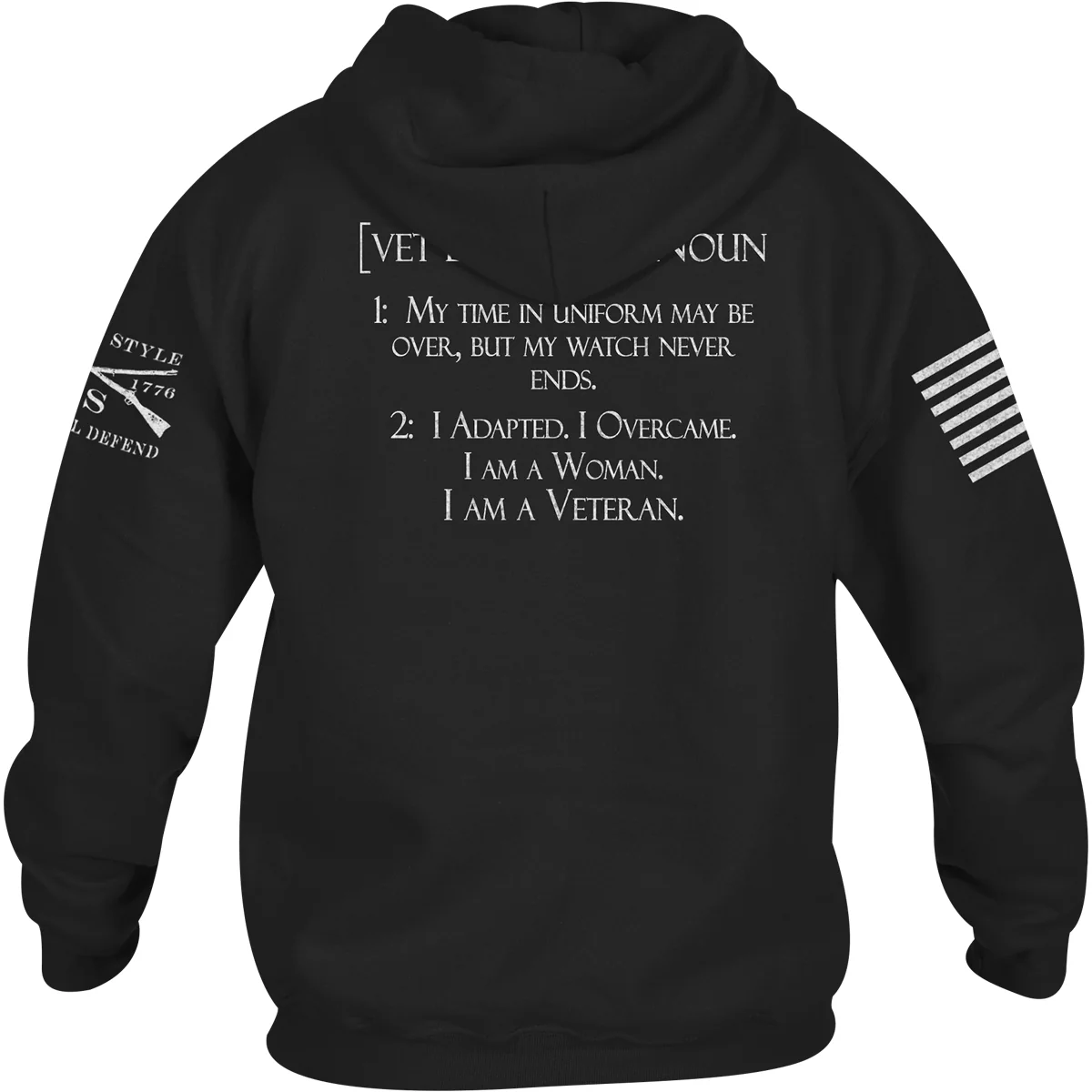 Grunt Style Women's Woman Veteran Pullover Hoodie - Black - Image 3