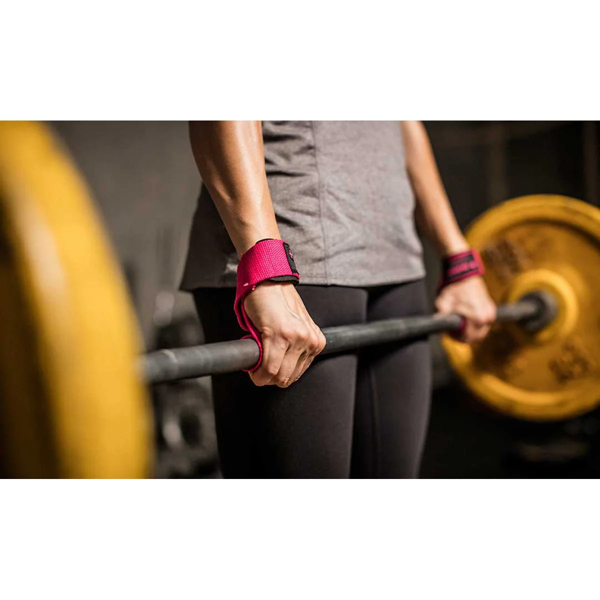 Harbinger Women's Padded Cotton Weight Lifting Straps - Pink - Image 3
