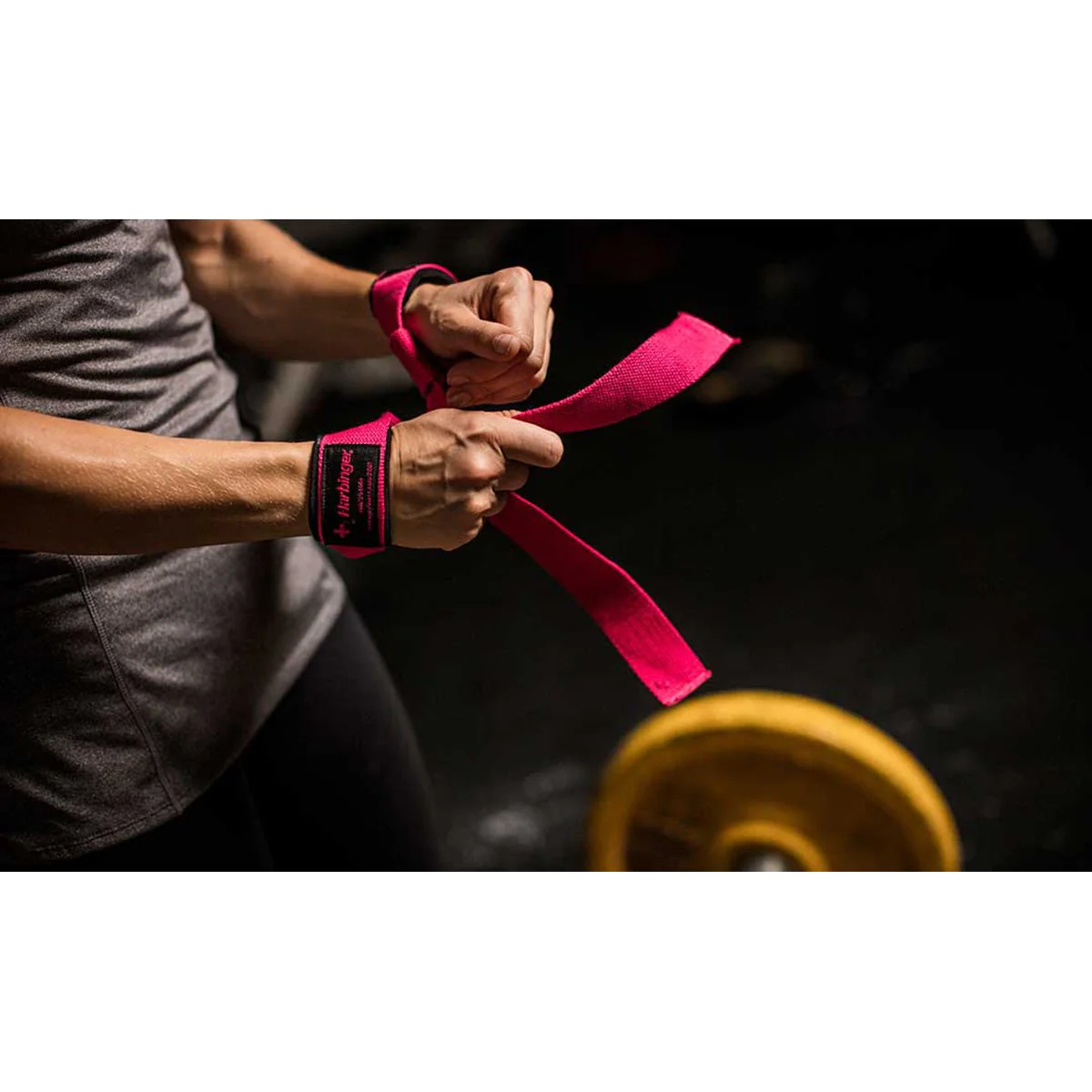Harbinger Women's Padded Cotton Weight Lifting Straps - Pink - Image 4