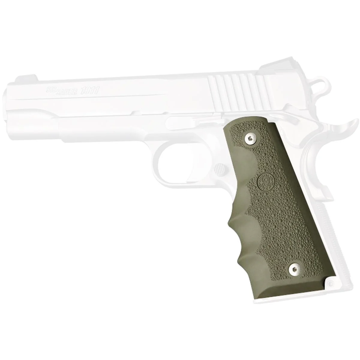 Hogue 1911 Government Model Cobblestone OverMolded Rubber Grip w/ Finger Grooves - Image 3