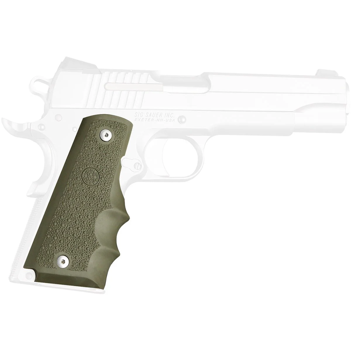 Hogue 1911 Government Model Cobblestone OverMolded Rubber Grip w/ Finger Grooves - Image 4