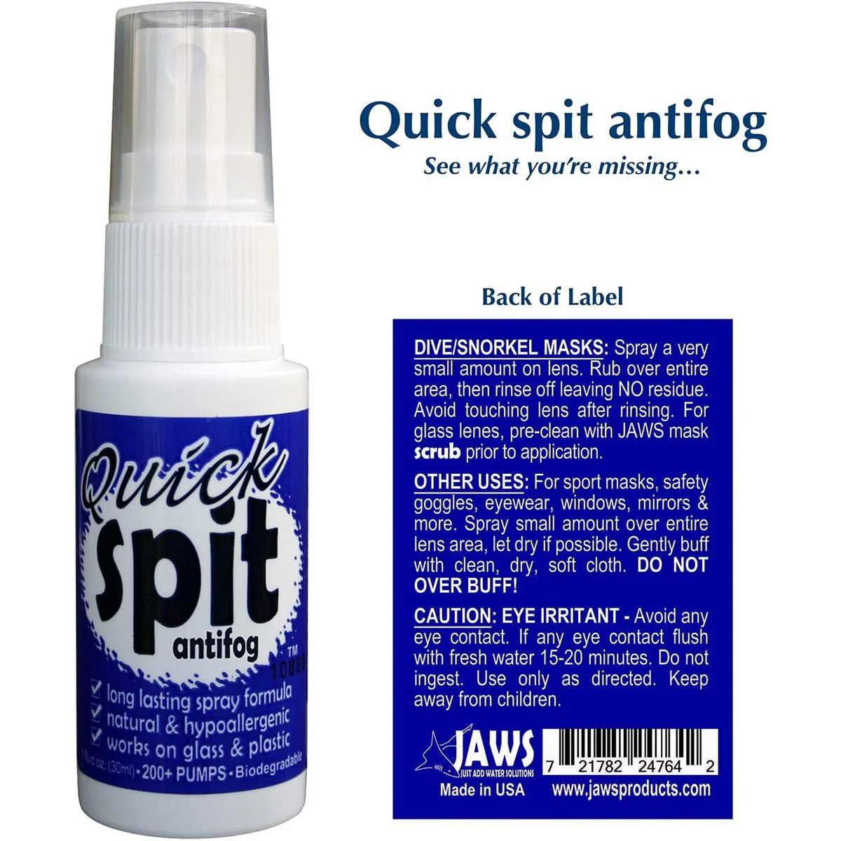 JAWS Quick Spit Anti-Fog Spray Formula - Image 5