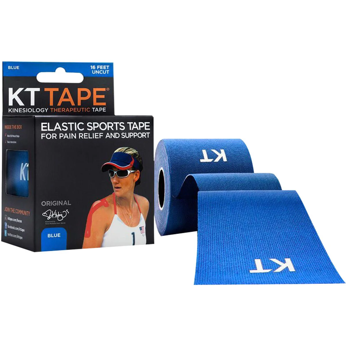 KT Tape Cotton 16 ft Uncut Kinesiology Therapeutic Elastic Sports Roll - Blue