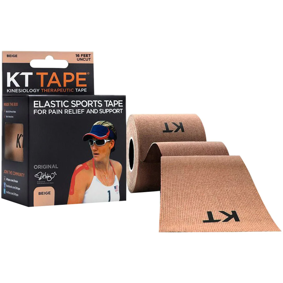 KT Tape Cotton 16 ft Uncut Kinesiology Therapeutic Elastic Sports Tape Roll - Image 2