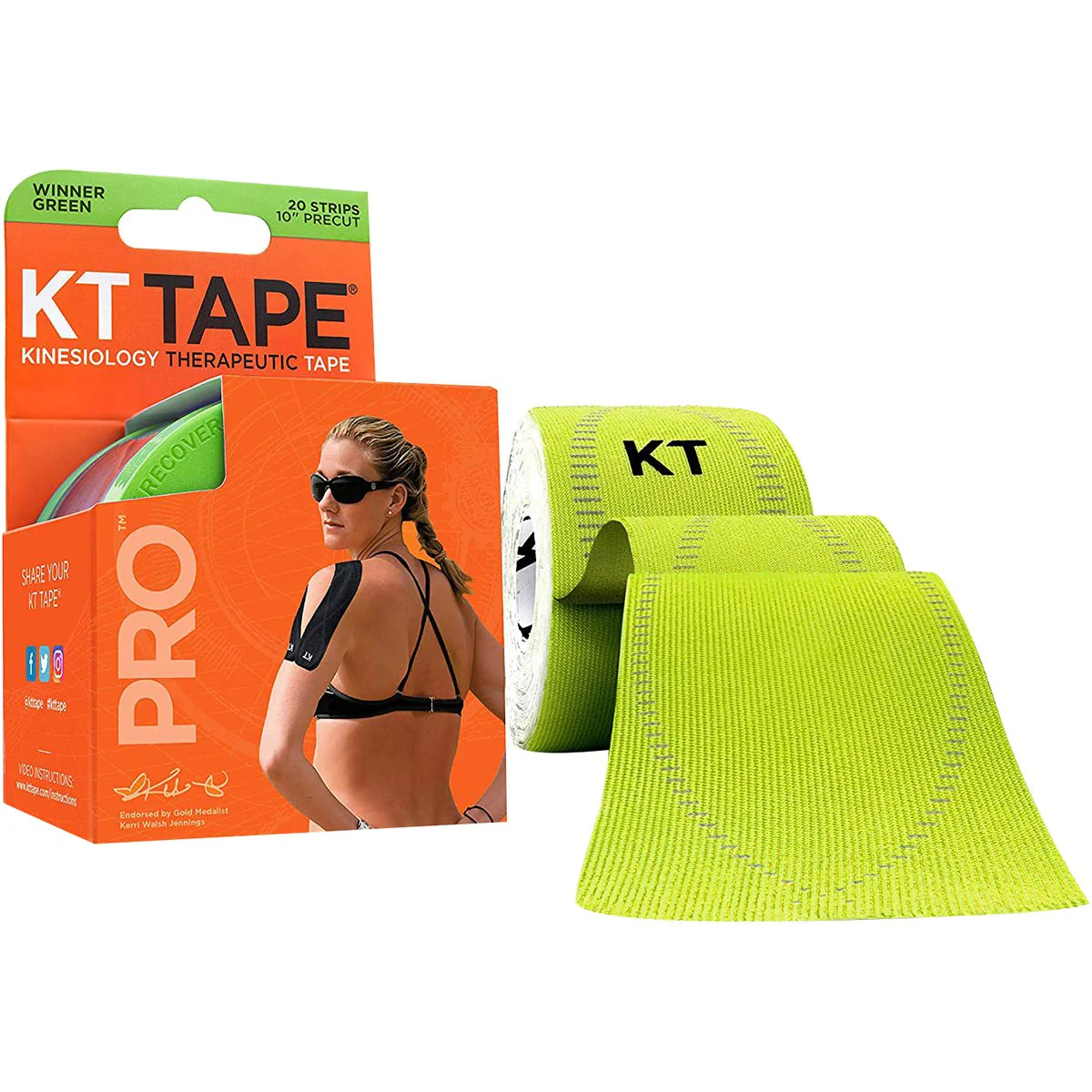 KT Tape Pro 10" Precut Kinesiology Therapeutic Elastic Sports Roll - 20 Strips - Image 10