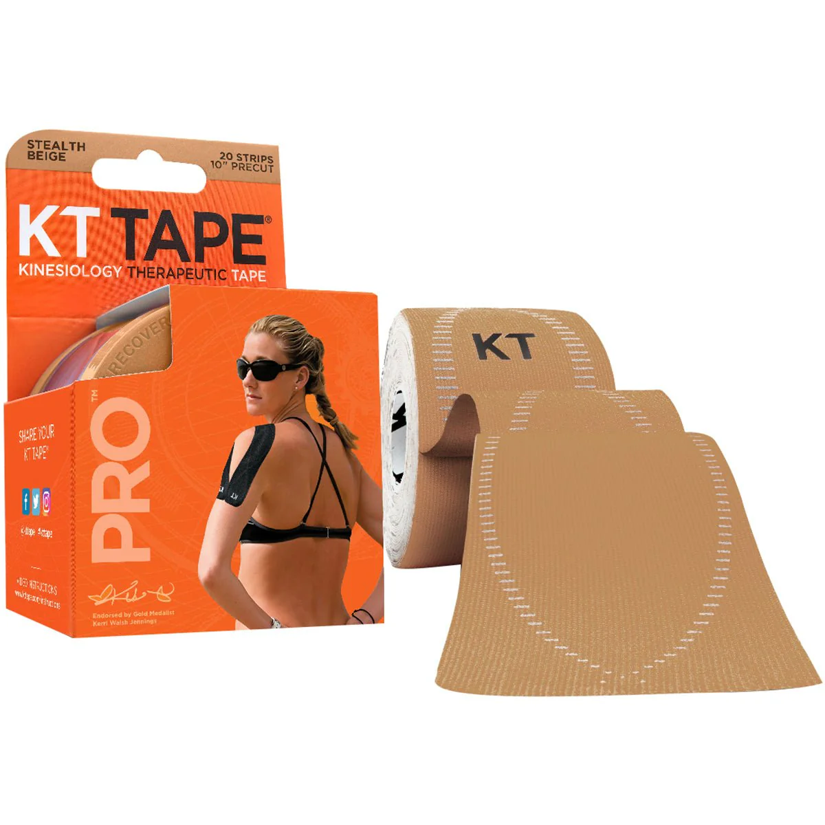 KT Tape Pro 10" Precut Kinesiology Therapeutic Elastic Sports Roll - 20 Strips - Image 2
