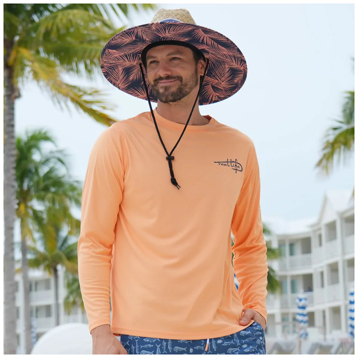 Reel Life Basic Wave UV Long Sleeve Performance T-Shirt - Apricot Wash - Image 3