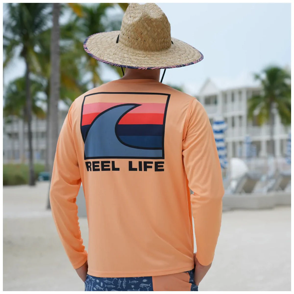 Reel Life Basic Wave UV Long Sleeve Performance T-Shirt - Apricot Wash - Image 4