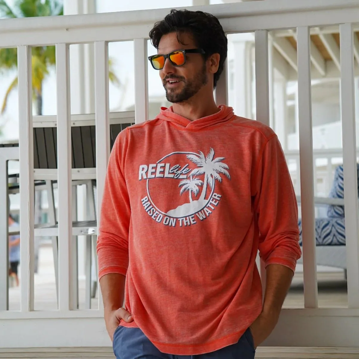 Reel Life Circle Palm Ocean Washed Captiva Pullover Hoodie - Image 3