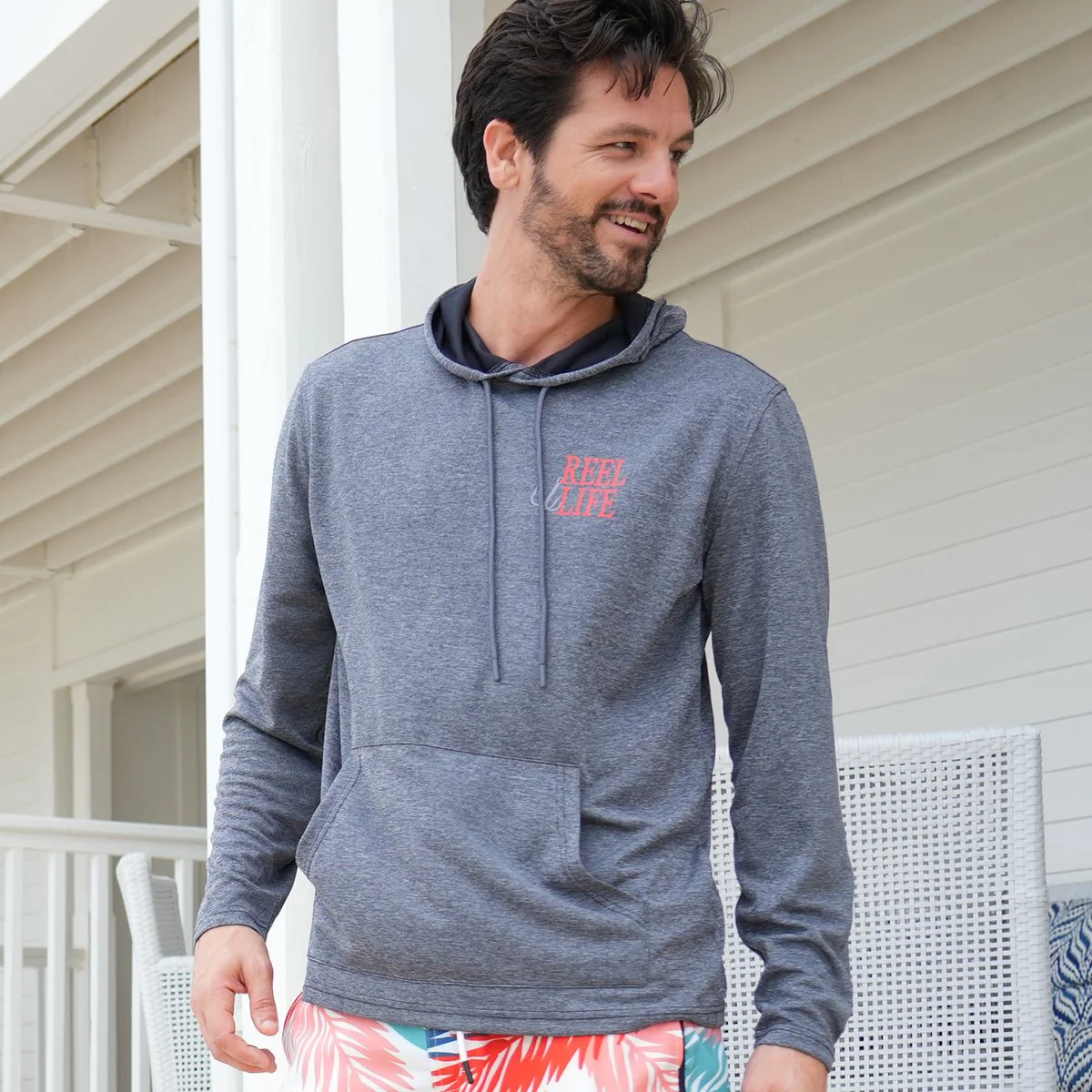 Reel Life Destin Heathered Pullover Hoodie - Anthracite - Image 3