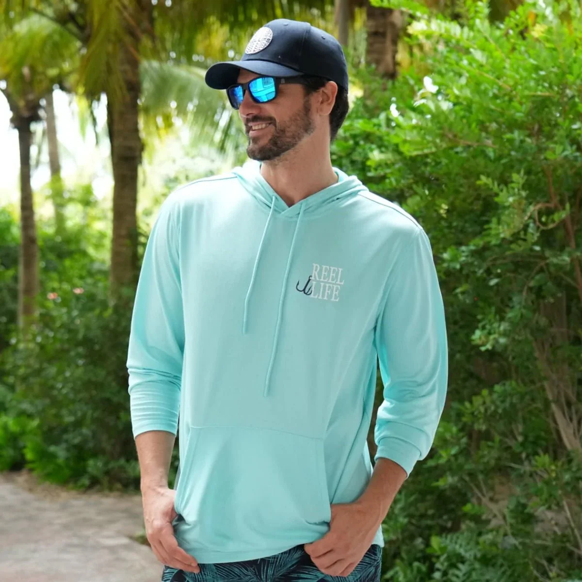 Reel Life Destin Heathered Pullover Hoodie - Blue Tint - Image 3