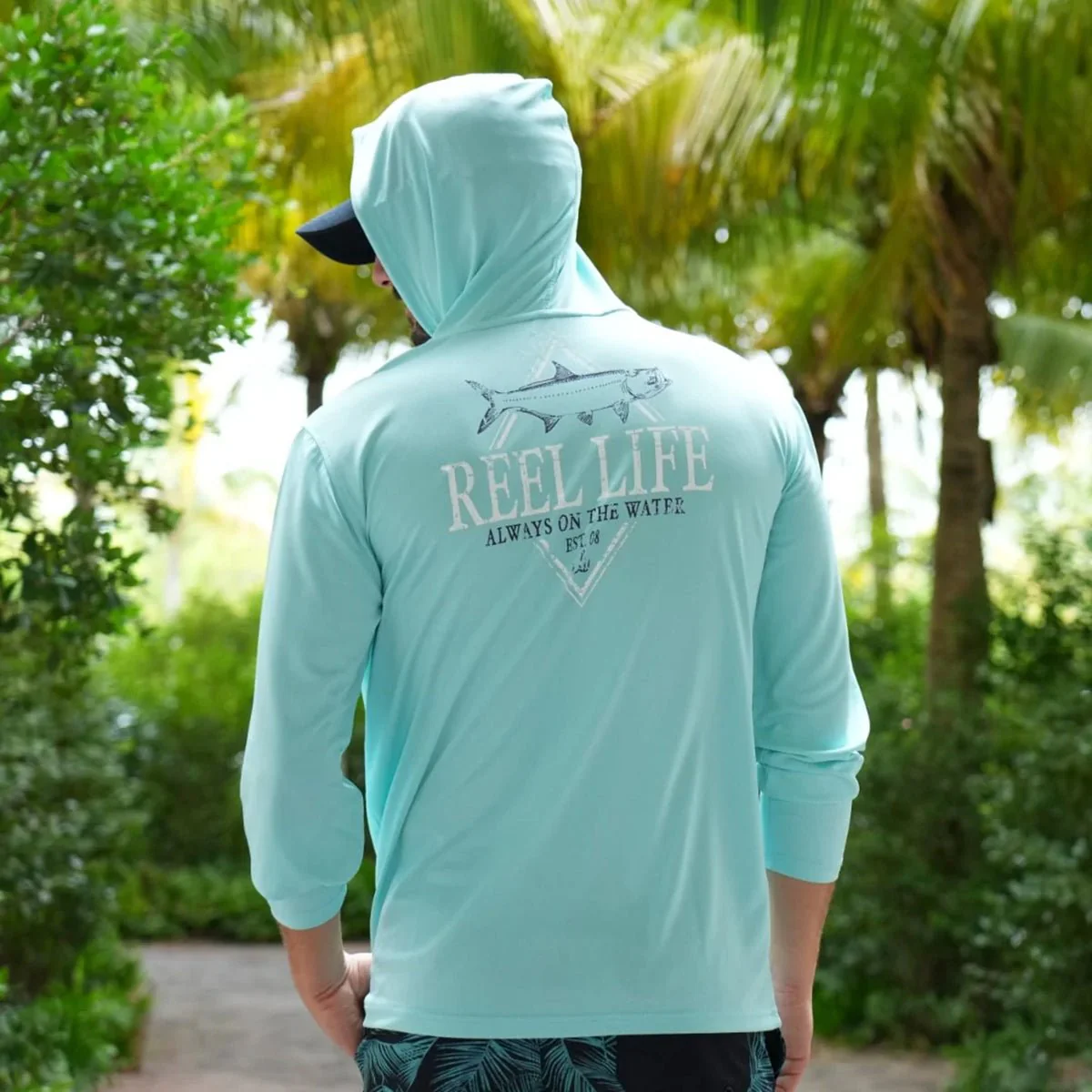 Reel Life Destin Heathered Pullover Hoodie - Blue Tint - Image 4